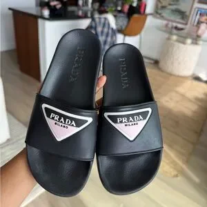 Prada | Shoes | Prada Black Sandals Minimalist Design | Poshmark display picture 3